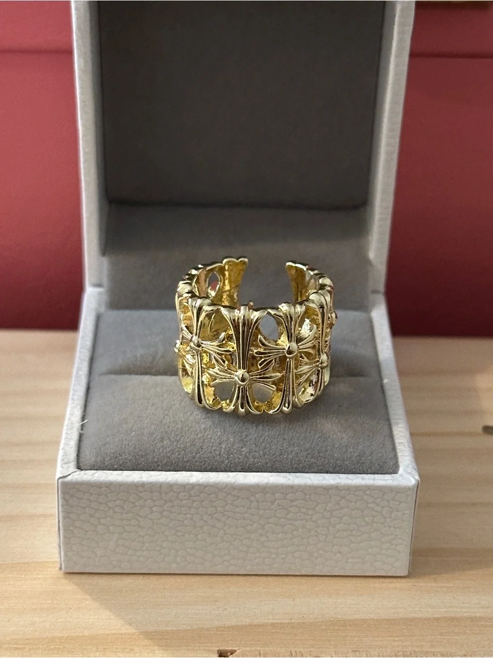 Elegant Gold Cross Open Band Ring - 14kGP NWOT